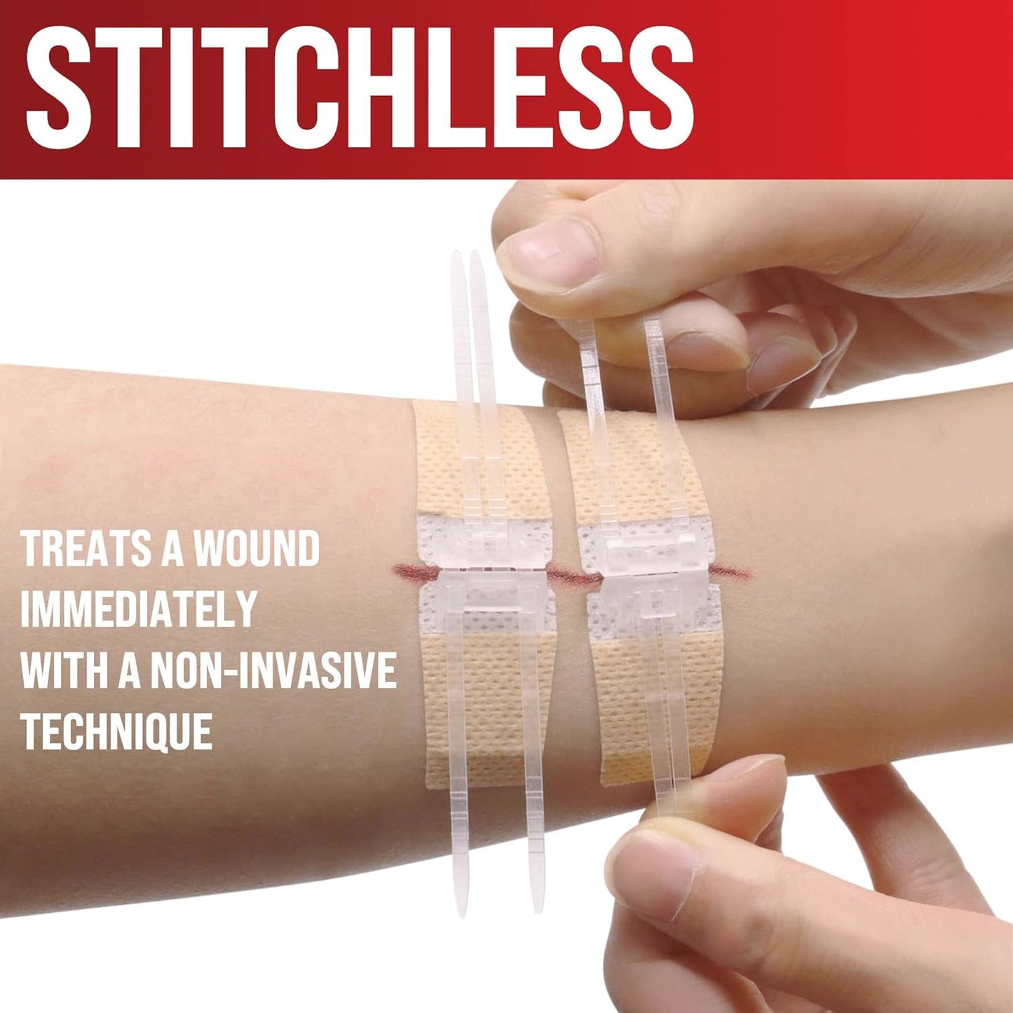 Zipper Wound Closure Kit - Stitch-Free Butterfly Bandages 4-Pack