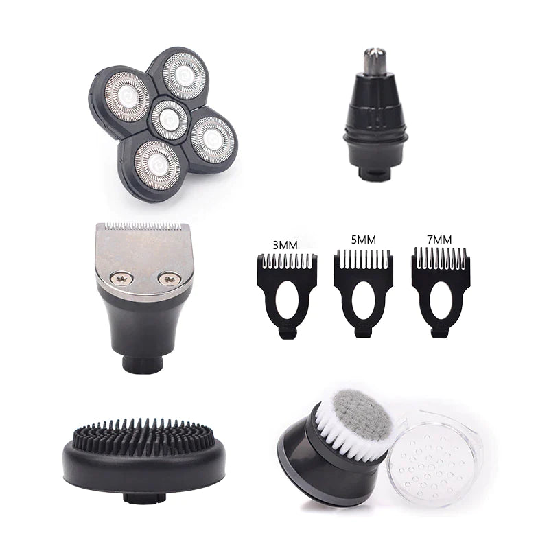 5-in-1 Electric Grooming Kit - 4D Shaver for Head, Beard, Nose & Body