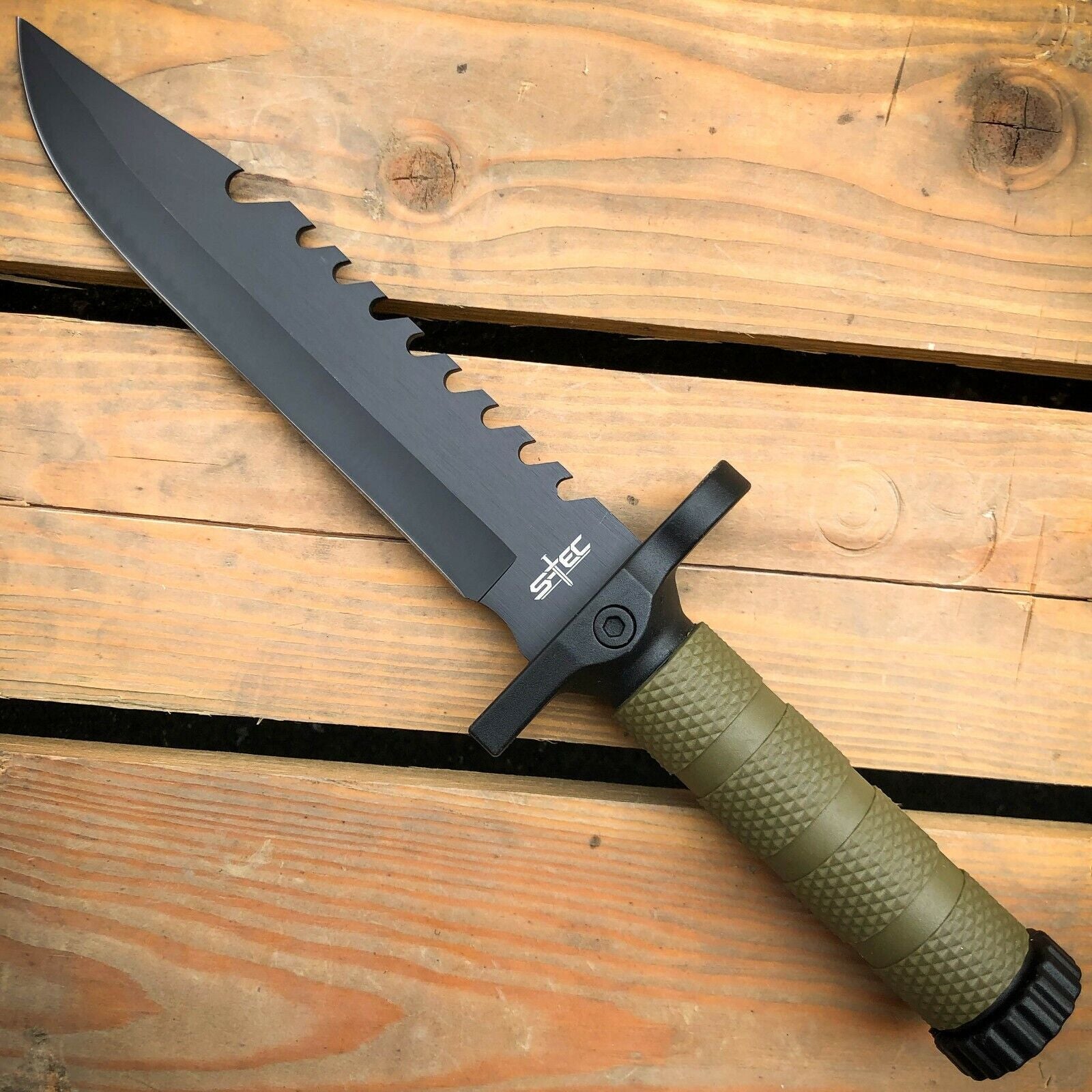 Survival Fixed Blade Knife 12.5" w/ Fire Starter, Compass, & Sharpener