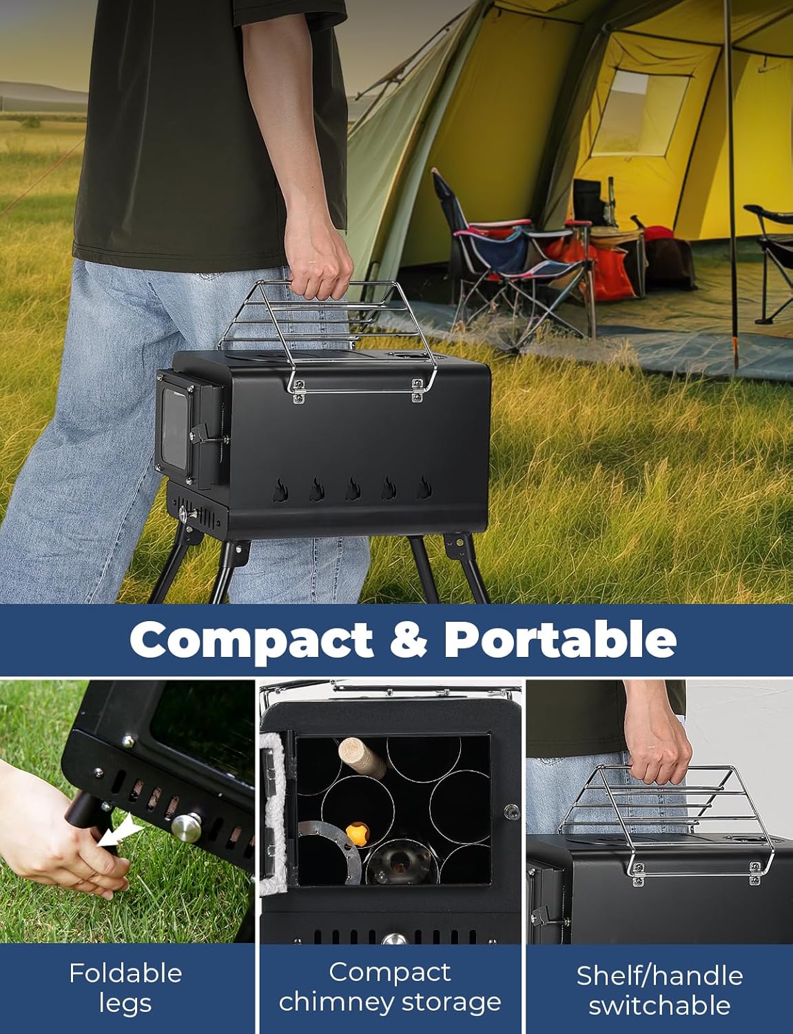 GlacierForge Tent Stove - Portable Heating & Cooking Solution