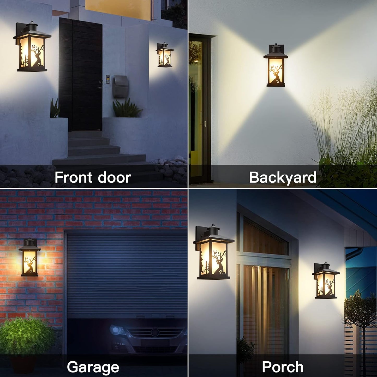 WildLodge Outdoor Porch Light - Deer Design, Motion Sensor, Dusk to Dawn