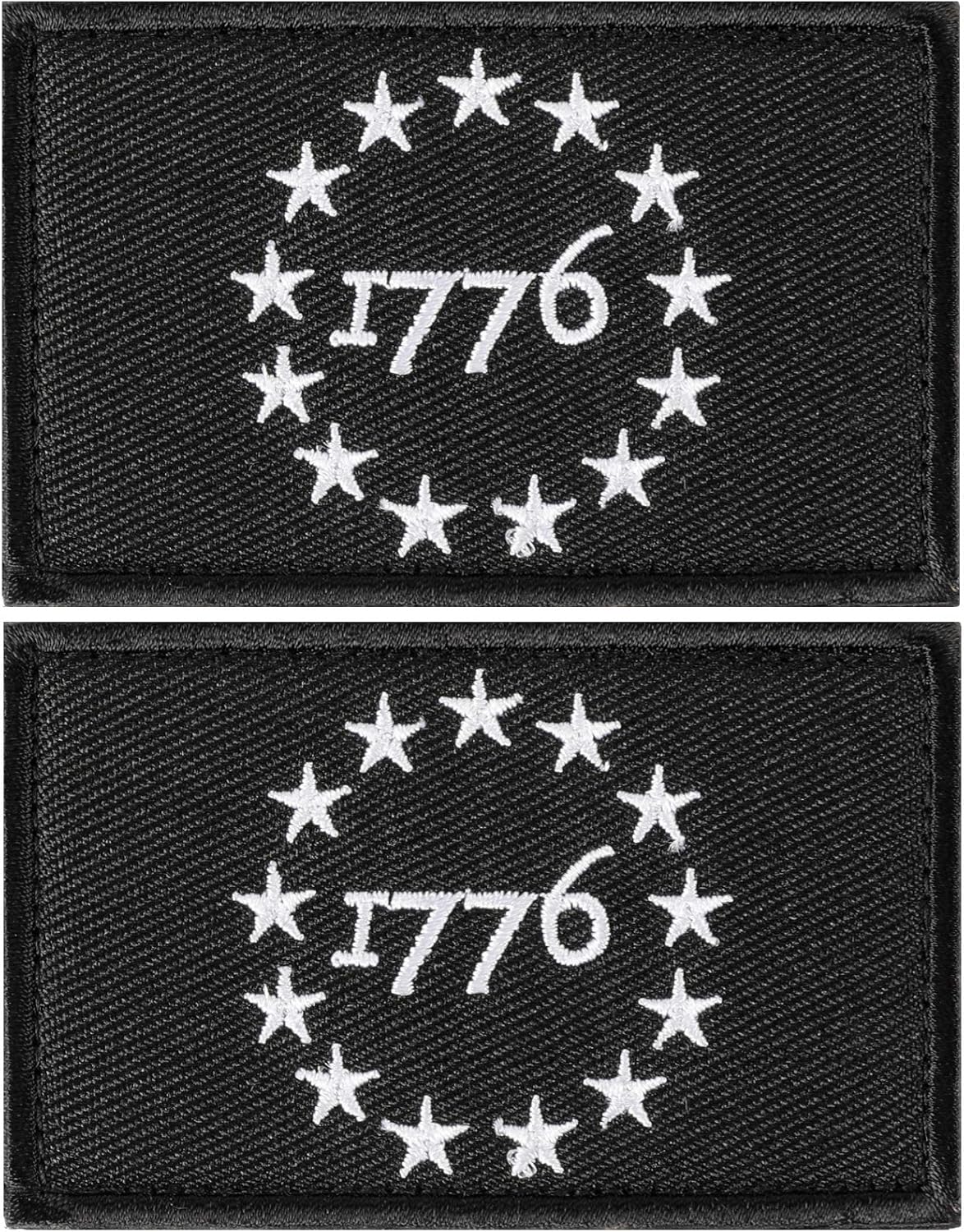 1776 Tactical Morale Patch - Military Embroidery (2 Pack) in black