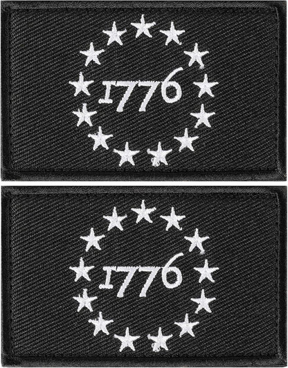 1776 Tactical Morale Patch - Military Embroidery (2 Pack) in black