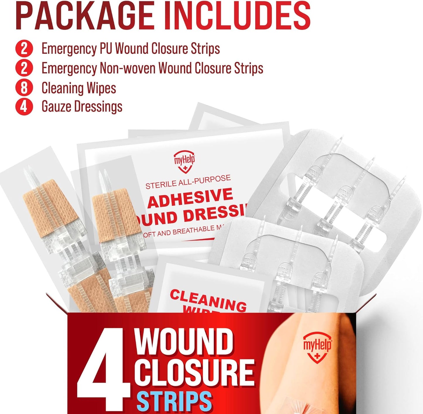 Zipper Wound Closure Kit - Stitch-Free Butterfly Bandages 4-Pack