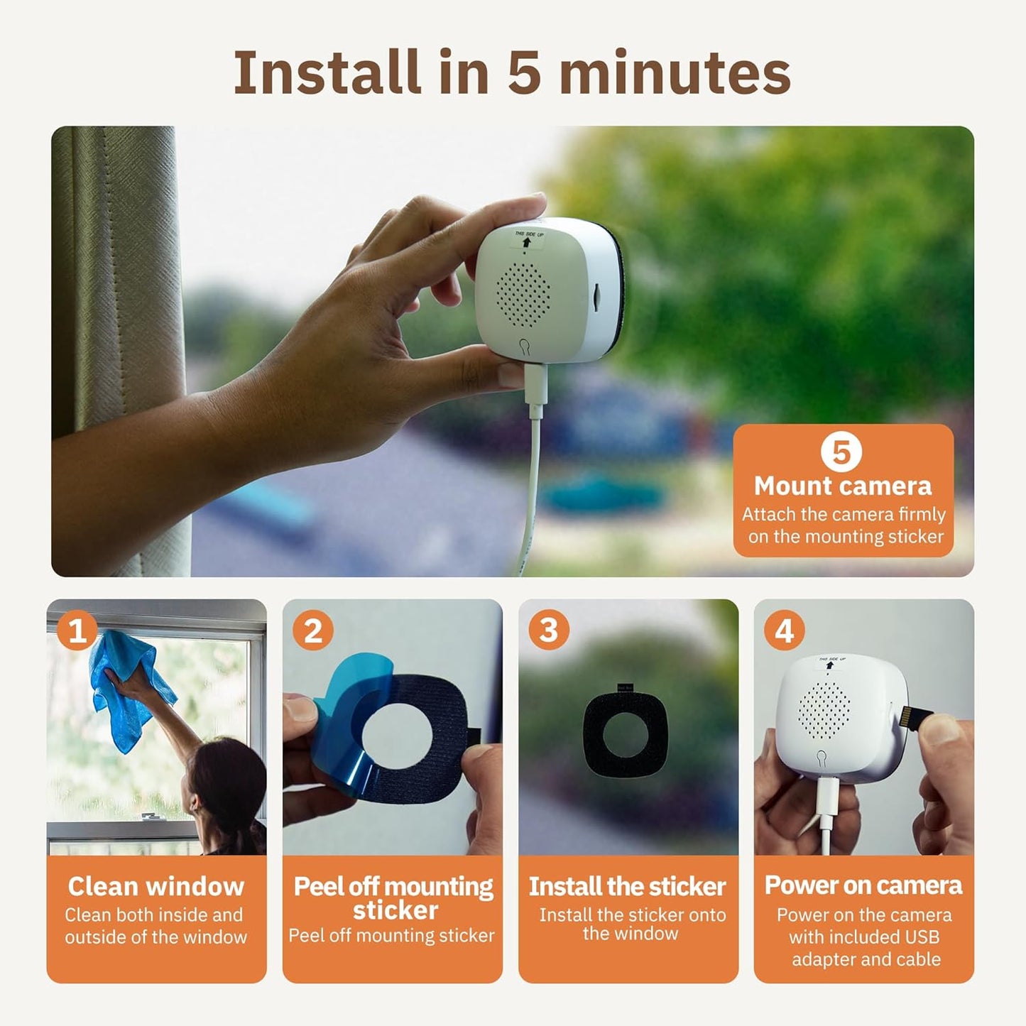 PerimeterWatch 2K Window Cam – Indoor Mount for Outdoor Security