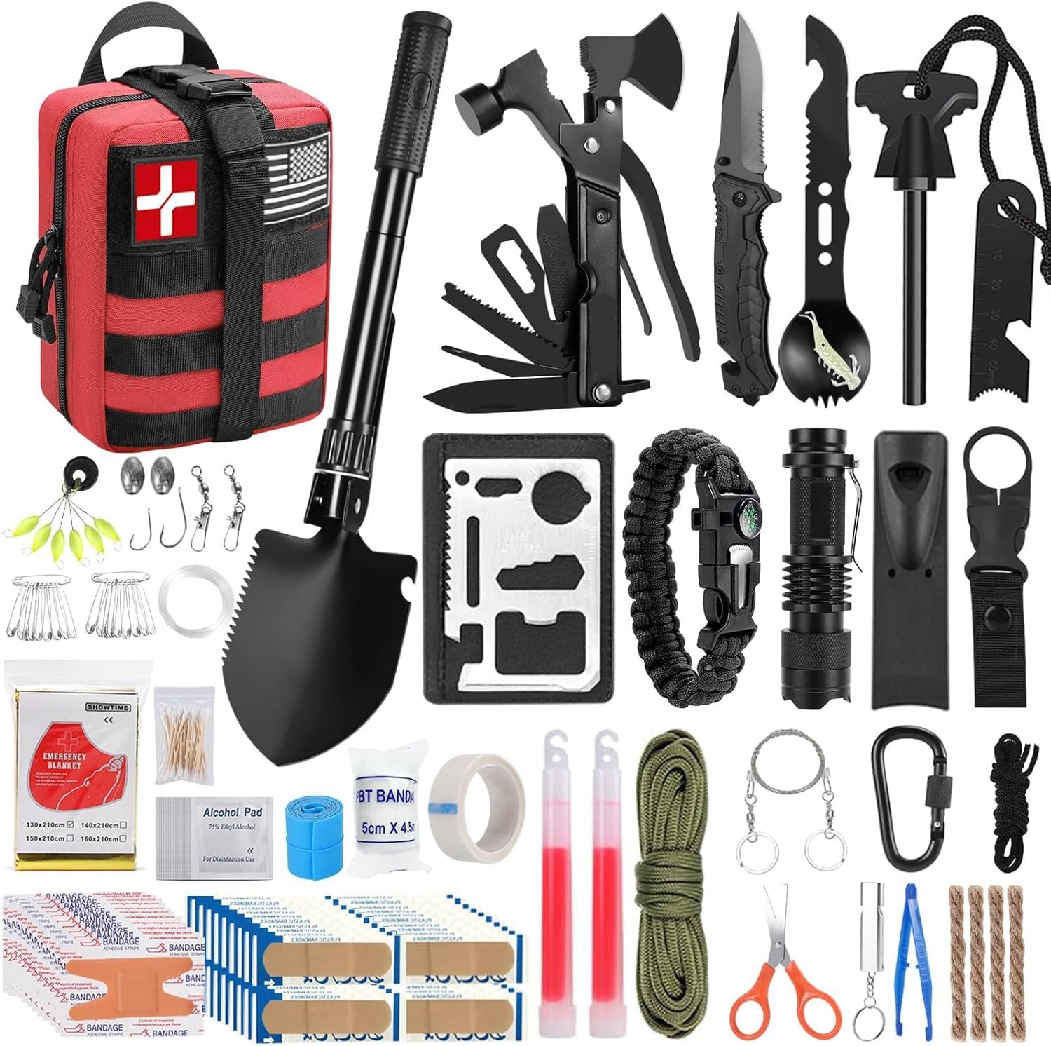 All-in-One Camping Survival Kit - 142-Piece First Aid & Tactical Gear