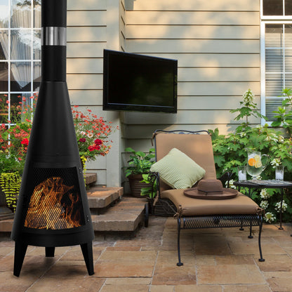 FireFlow Mesh Chiminea - Modern Wood-Burning Outdoor Fireplace