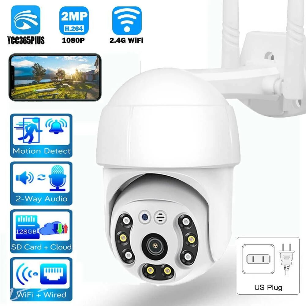 1080P HD WiFi Outdoor Security Camera - Wireless PTZ Smart Home IR Cam