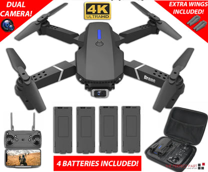 SkyCapture 4K HD Dual Camera Foldable Drone +4 Battery