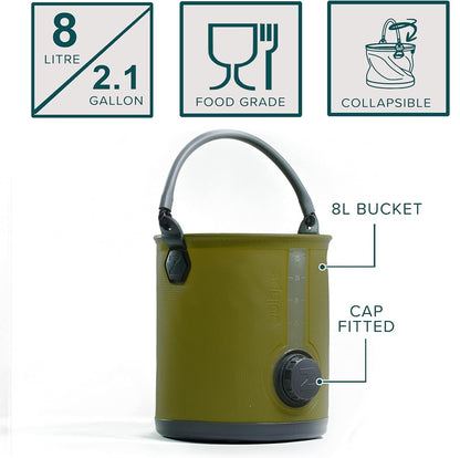 2-in-1 Collapsible Camping Water Jug & Bucket with Spigot - BPA Free