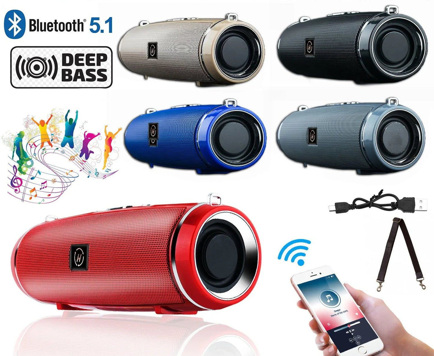 BassBlaster 5.1 Bluetooth Speaker - Waterproof Outdoor Stereo Sound