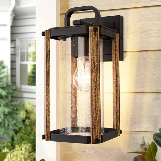 RusticWood Outdoor Porch Lights - Weatherproof Aluminum Alloy