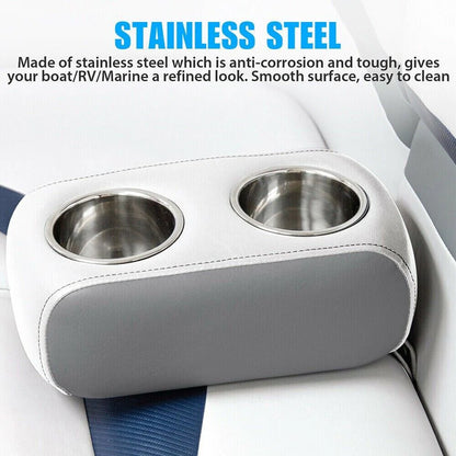 Universal Stainless Steel Cup Holder - Car, Boat, RV, Truck, Marine (2 Pack)