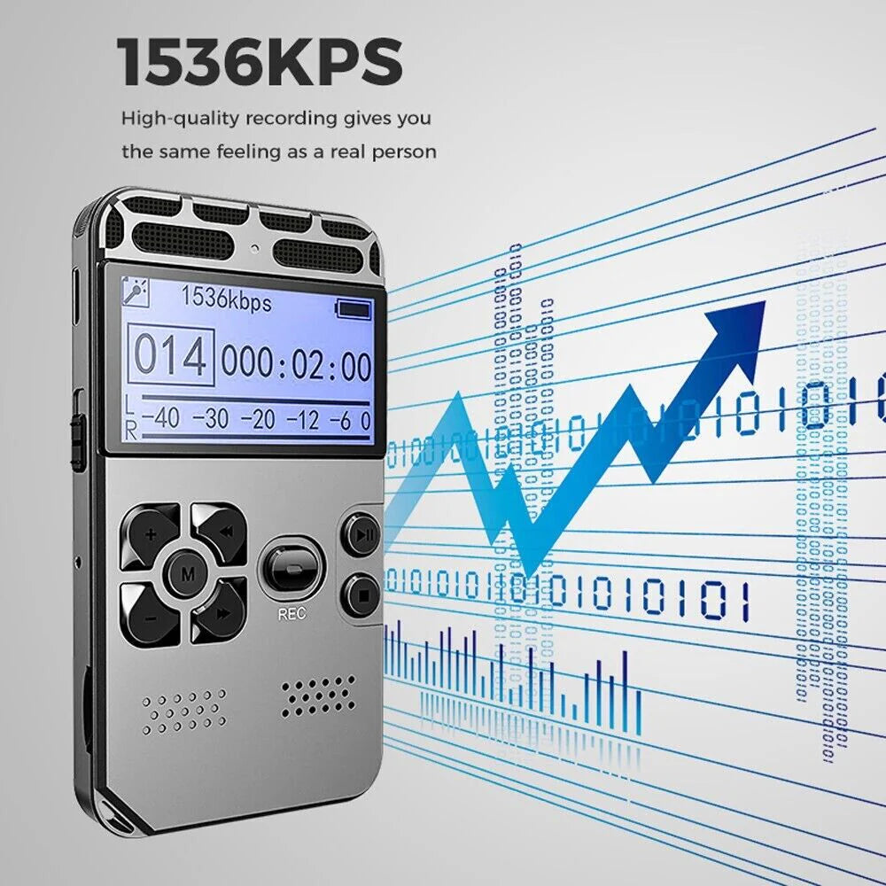 64GB Digital Voice Recorder & MP3 Player with LCD Display