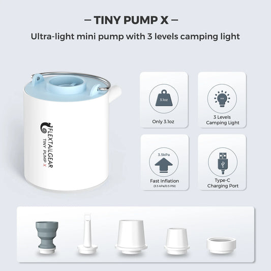 Ultra-Compact Air Pump & Camping Light, USB Rechargeable