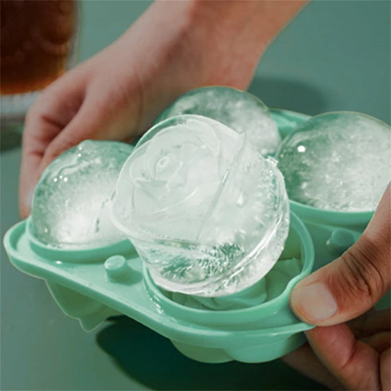 ChillRose 3D Ice Molds - Green Tray of 4