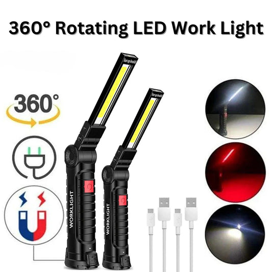 360° Rotating LED Work Light with 5 Modes, Hook and Magnetic Base - 360° Rotating LED Work Light with 5 Modes, Hook and Magnetic Base Readi Gear