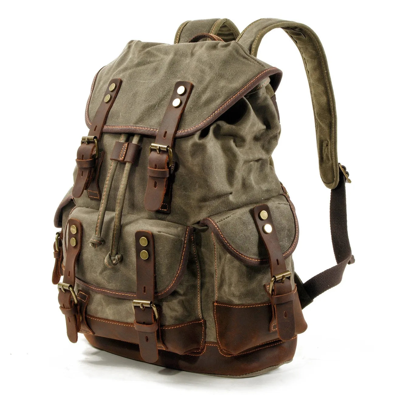 Vintage Waterproof Waxed Canvas Backpack – Travel & Laptop Rucksack