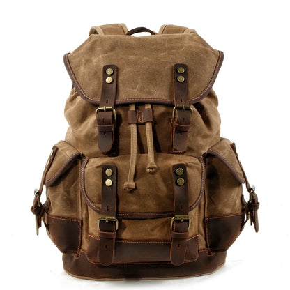 Vintage Waterproof Waxed Canvas Backpack – Travel & Laptop Rucksack