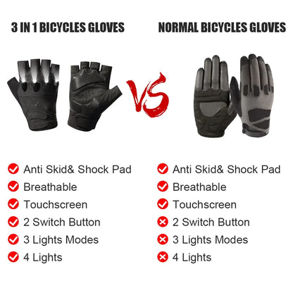 BrightTrail LED Gloves - USB Rechargeable for Cycling, Camping, Fishing