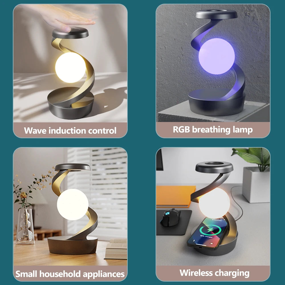 NovaGlow Floating Lamp - Wireless Charging & RGB Night Light