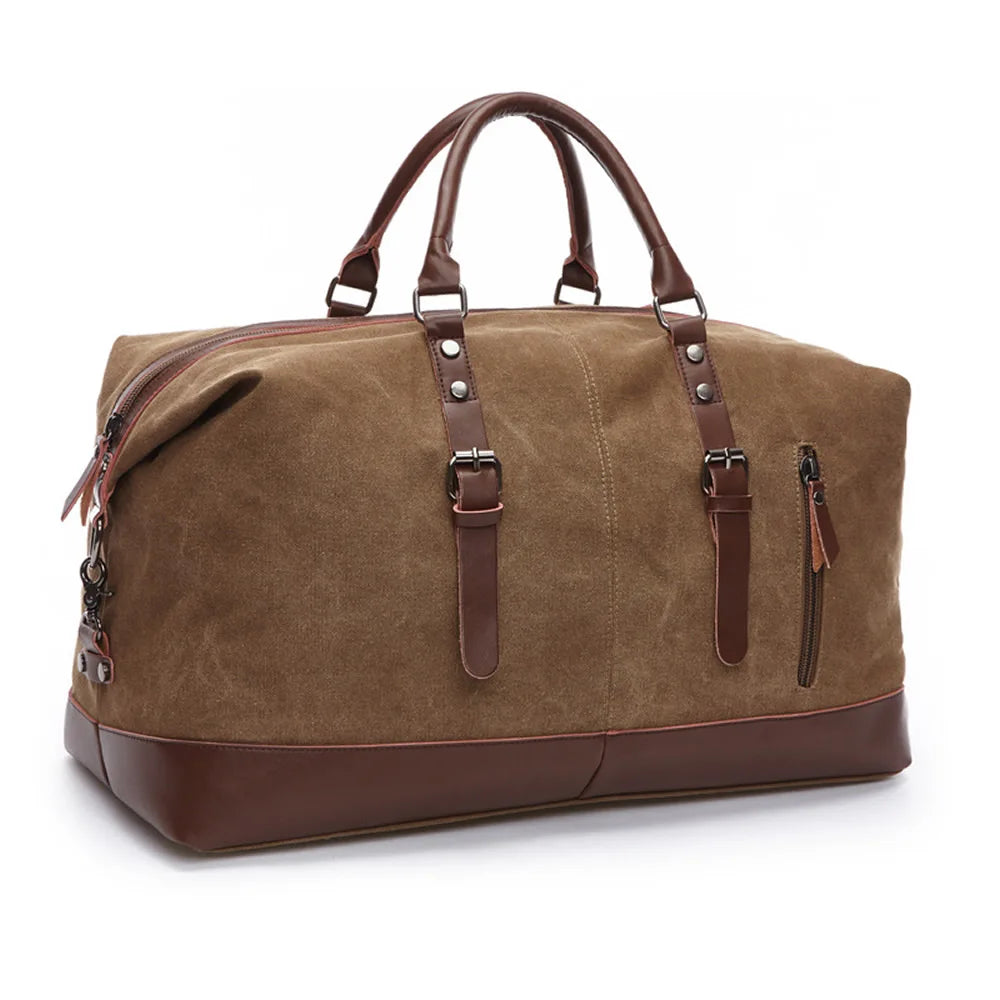 Explorer’s Classic Military Canvas & Leather Duffel Bag 55L