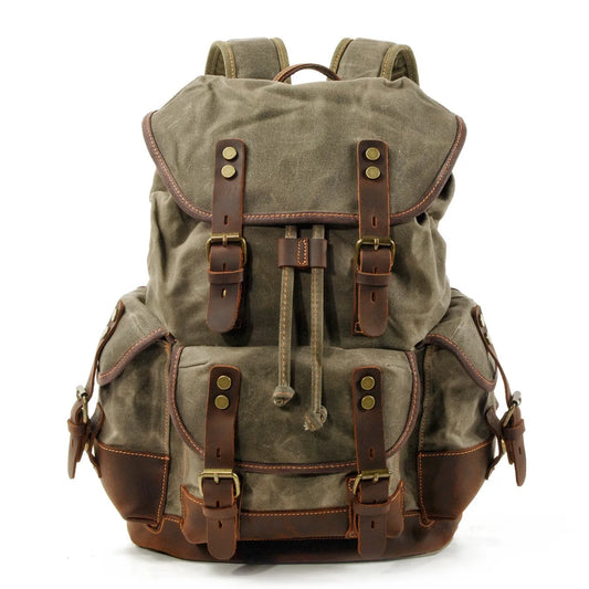 Vintage Waterproof Waxed Canvas Backpack – Travel & Laptop Rucksack