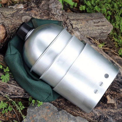 4-in-1 Survival Aluminum Canteen Kit - Water Bottle & Cookware Set