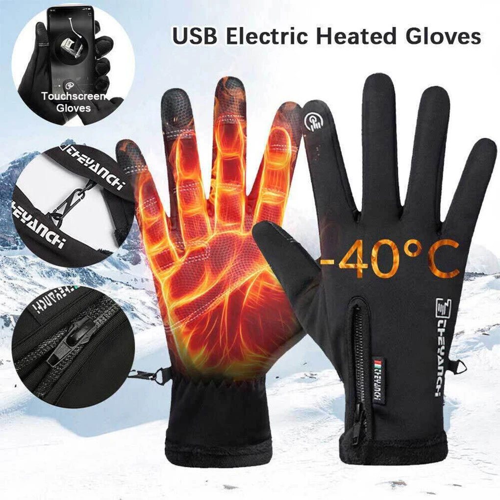 USB Rechargeable Heated Gloves – Waterproof Winter Bike Gloves