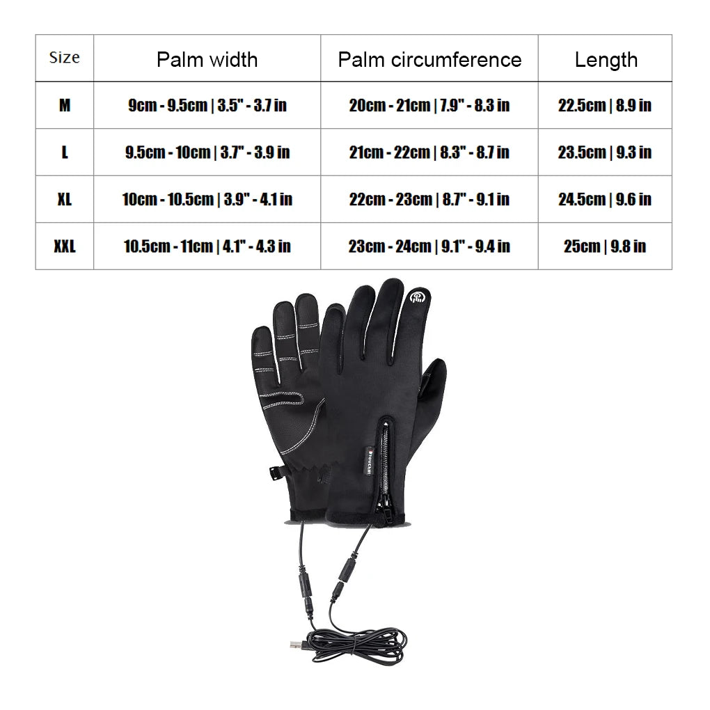 USB Rechargeable Heated Gloves – Waterproof Winter Bike Gloves