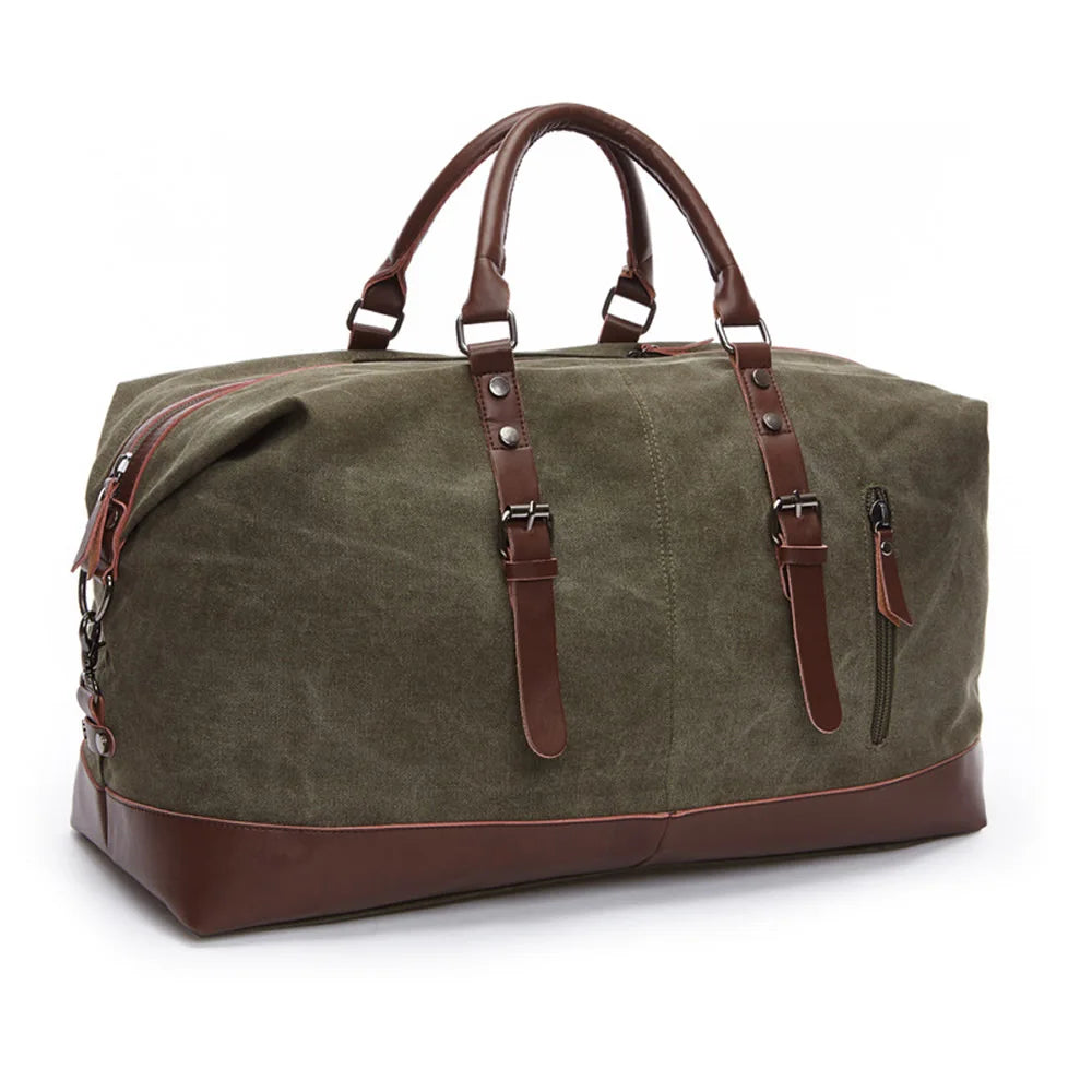 Explorer’s Classic Military Canvas & Leather Duffel Bag 55L