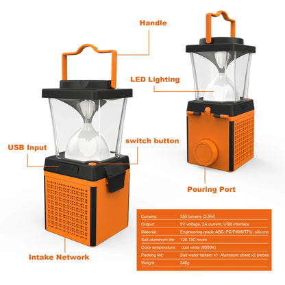 SaltLight 120-Hour Salt Water-Powered Lantern, parts and specifications