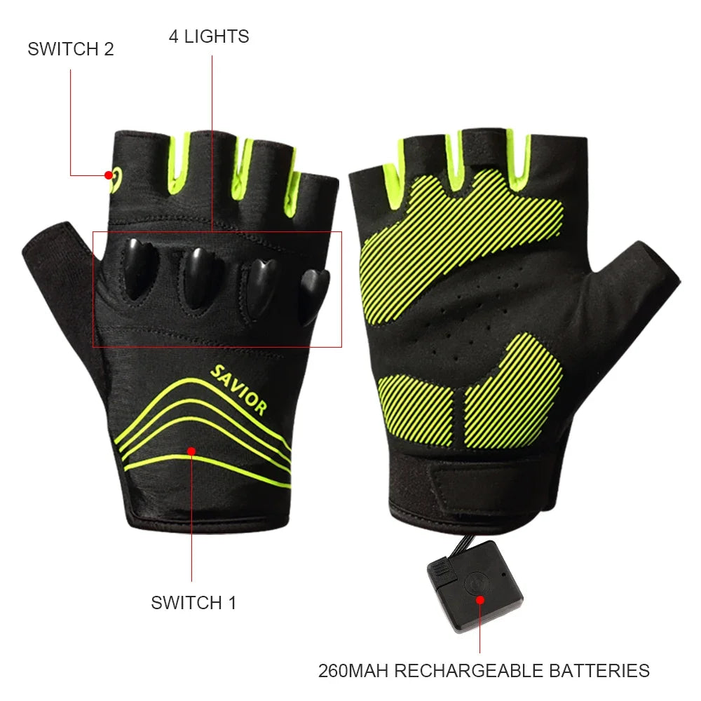 BrightTrail LED Gloves - USB Rechargeable for Cycling, Camping, Fishing