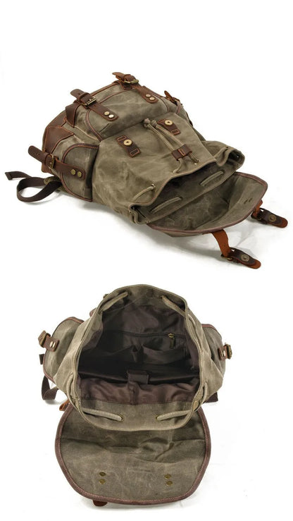 Vintage Waterproof Waxed Canvas Backpack – Travel & Laptop Rucksack