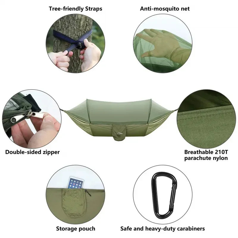 AdventurePro 2-Person Camping Hammock with Anti-Mosquito Net