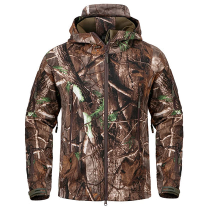 StealthCamo Waterproof Hooded Tactical Jacket - Warm Fleece, Windproof, Silent