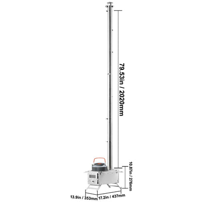 Stainless Steel Camping Wood Stove/Tent Heater with Chimney & Accessories