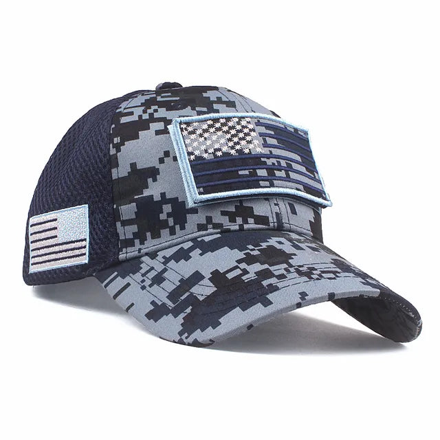 Men's Camo USA Flag Baseball Cap with Matching Patch - Hat Readi Gear
