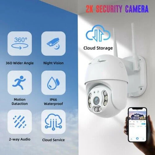 1080P HD WiFi Outdoor Security Camera - Wireless PTZ Smart Home IR Cam
