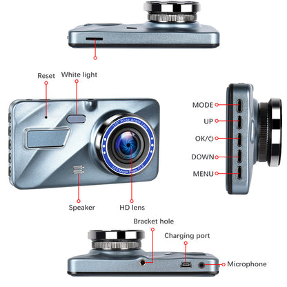 4” HD Touch Screen Dual Lens Dash Cam Recorder – Front & Rear Night Vision