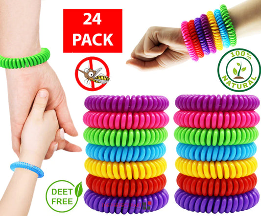 Mosquito Repellent Bands - 24-Pack, All Natural Bug Protection Wristbands