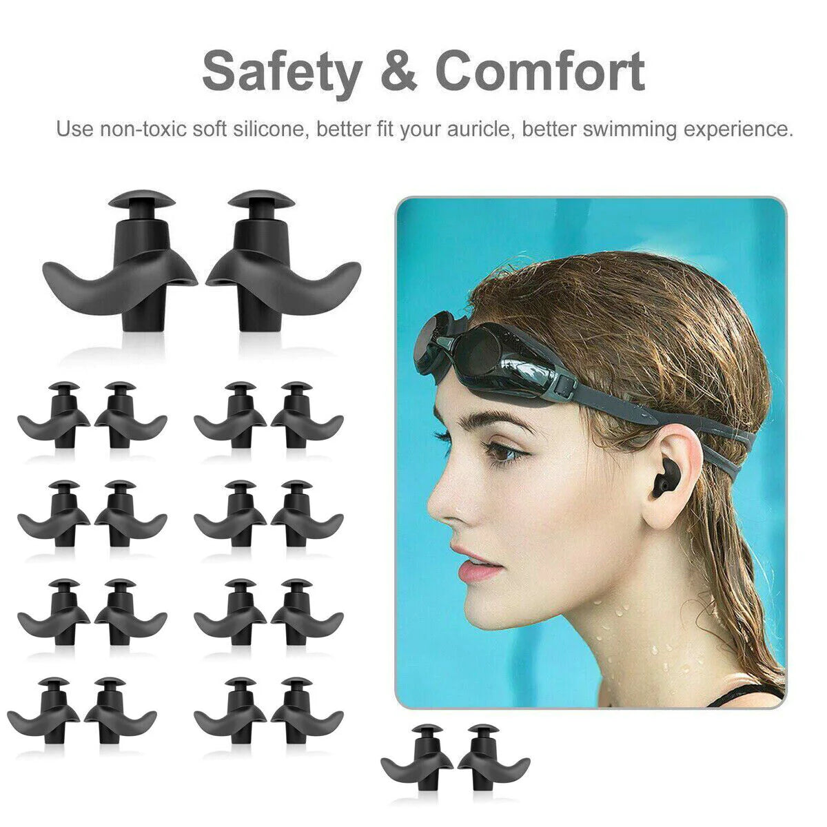 Premium Soft Silicone Ear Plugs for Snore Relief, Swimming & Travel (5/10 Pairs)