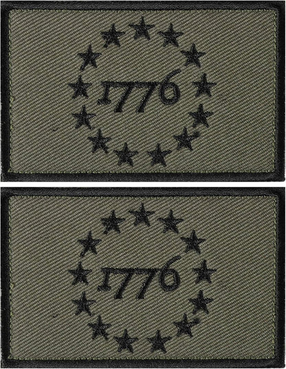 1776 Tactical Morale Patch - Military Embroidery (2 Pack) in Army Green