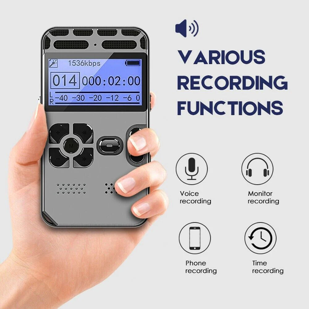 64GB Digital Voice Recorder & MP3 Player with LCD Display