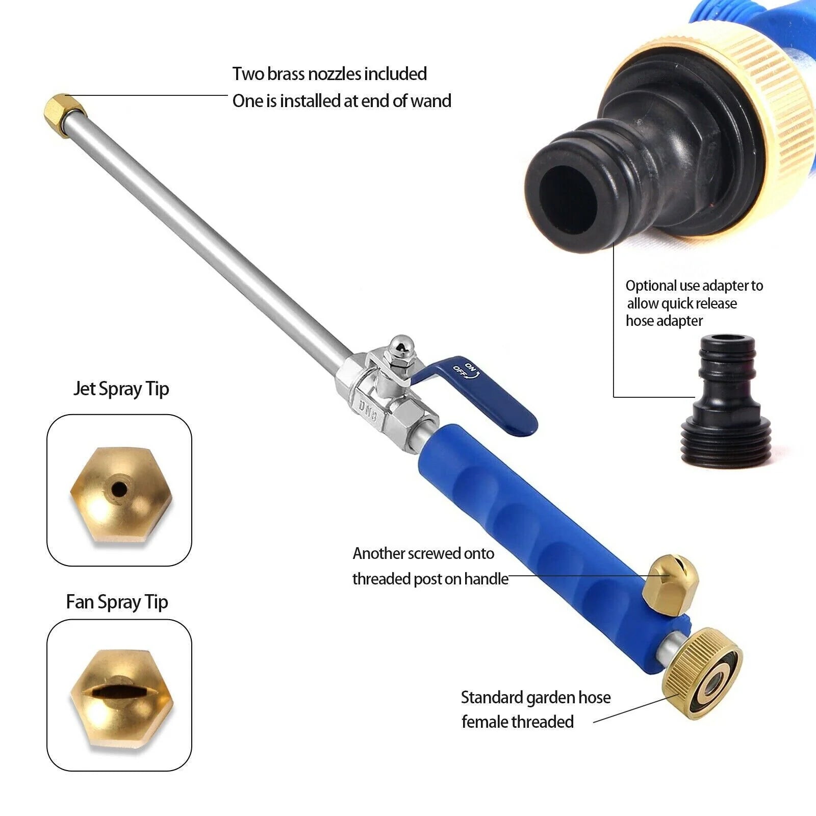 High Pressure Power Washer Spray Gun Nozzle Attachment for Garden Hose