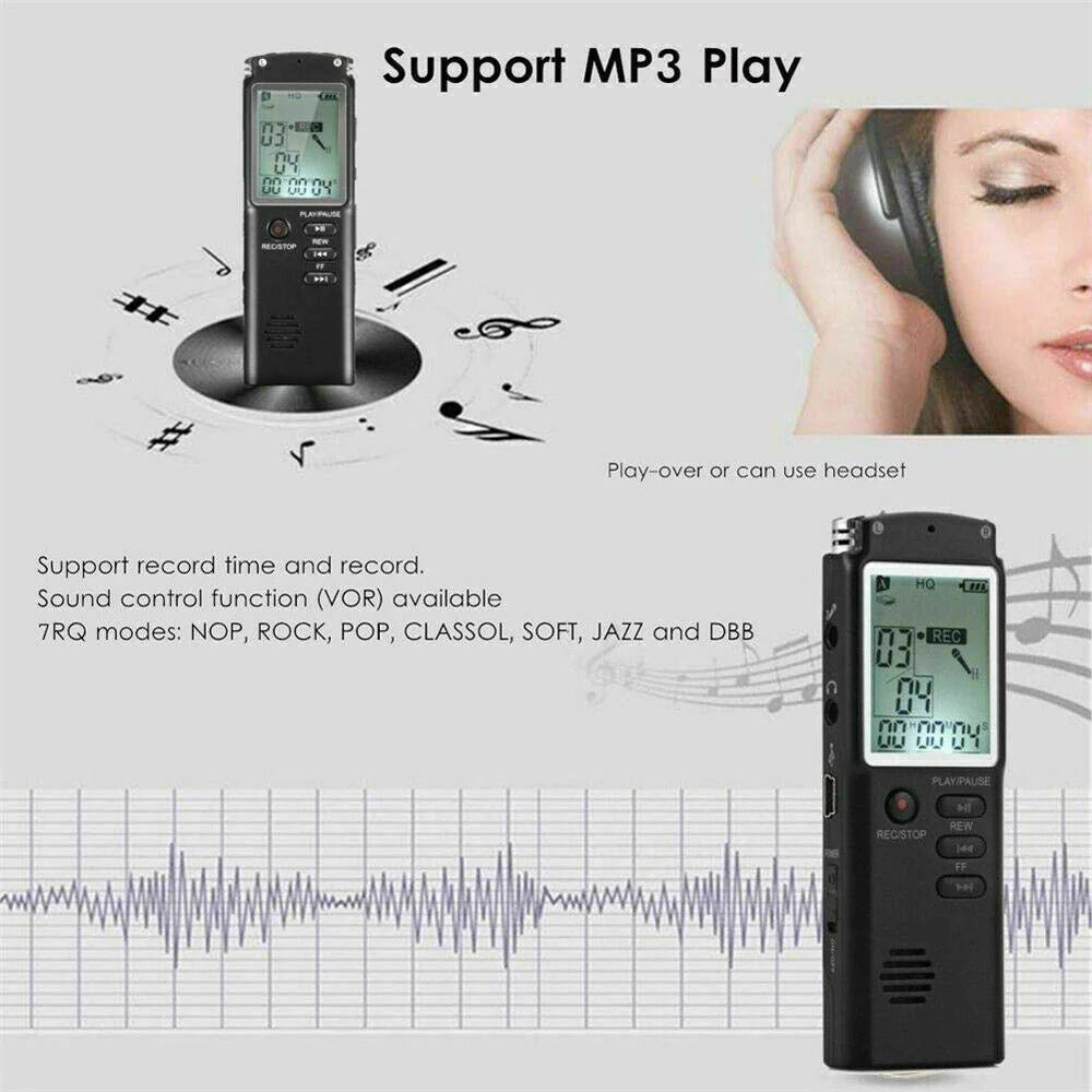 Voice Activated Digital Recorder & MP3 Player - HD Audio Capture