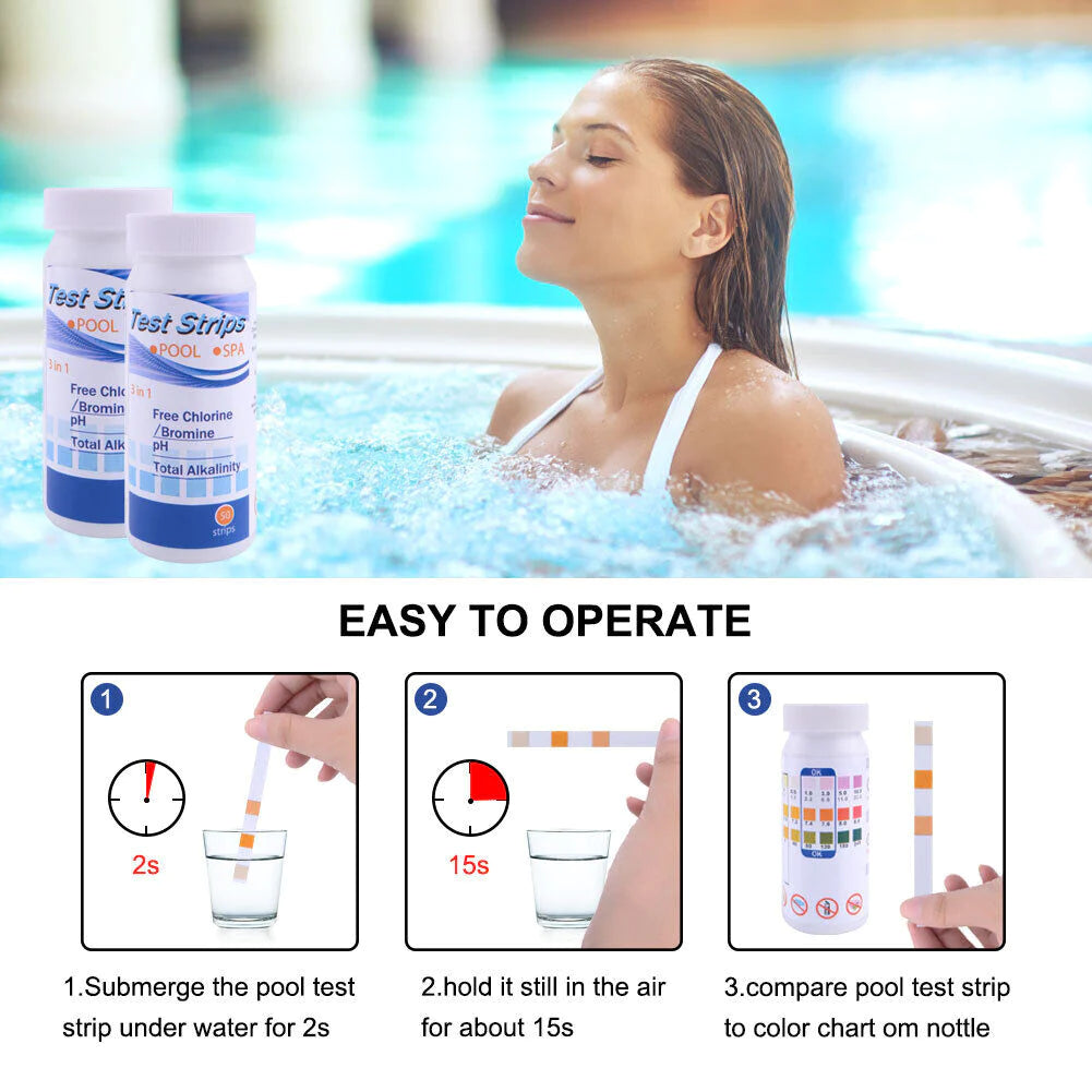 AquaGuard 6-in-1 Pool & Spa Test Strips - Fast Chlorine & pH Testing