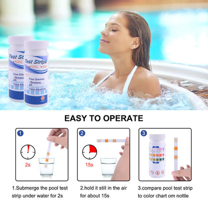 AquaGuard 6-in-1 Pool & Spa Test Strips - Fast Chlorine & pH Testing