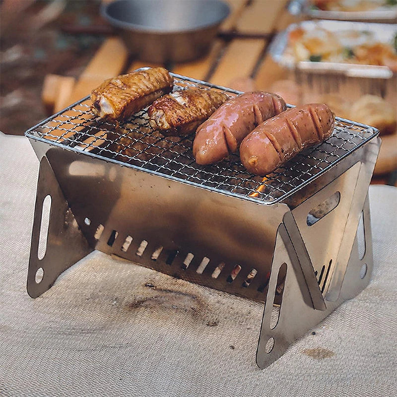 TrekGrill Folding Stainless Steel BBQ Grill - Lightweight Camping Grill Rack - Folding camping grill Readi Gear