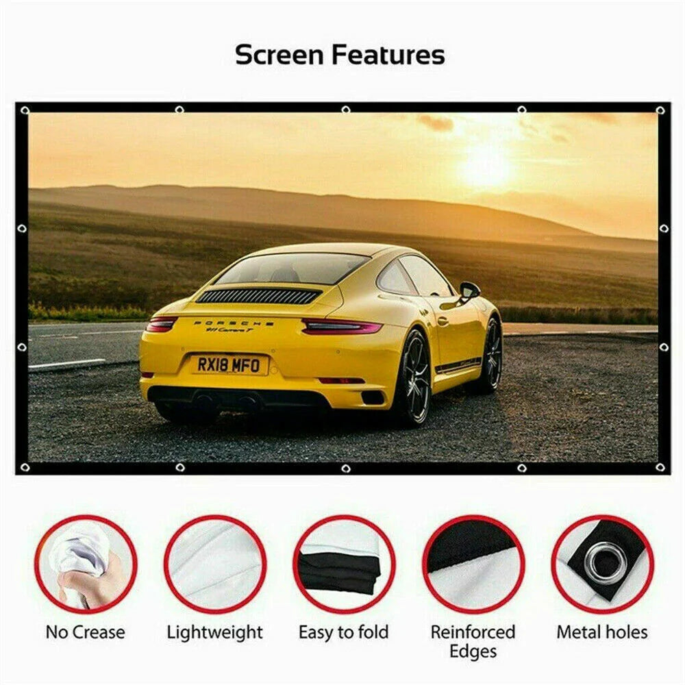 ScreenMagic 16:9 Portable HD Projection Screen - Home & Outdoor Use